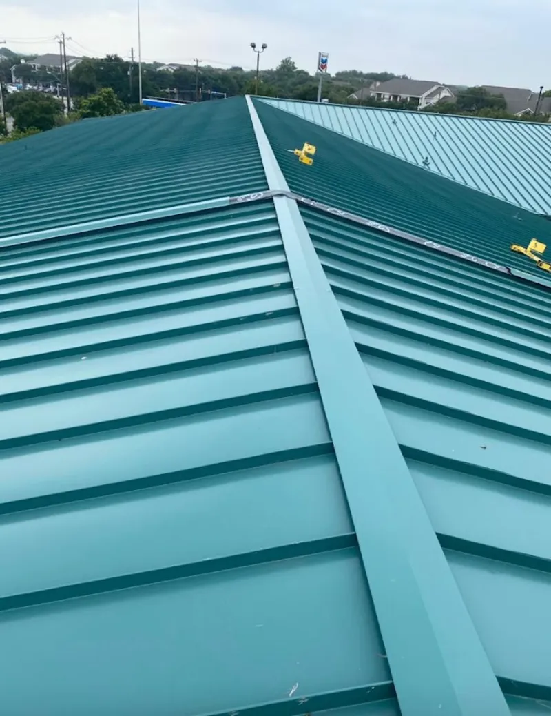 Green commercial metal roof ridge and valley for Metal Roof Repair in Chester